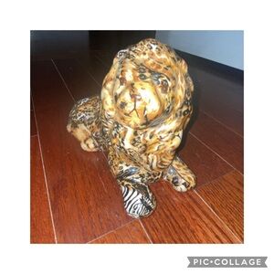 Leopard Print Ceramic Lion Figurine